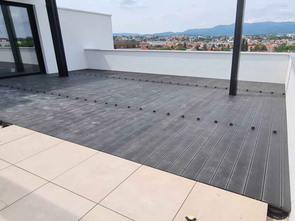 WPC Decking Solid Anthracite - montaza na hidroizolaciju - Buzanova Zagreb